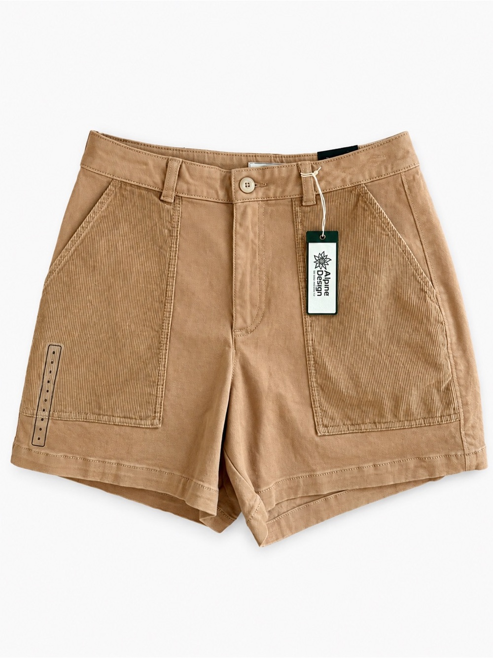 Alpine Design Tan Corduroy Patch-Pocket High-Rise Shorts NWT